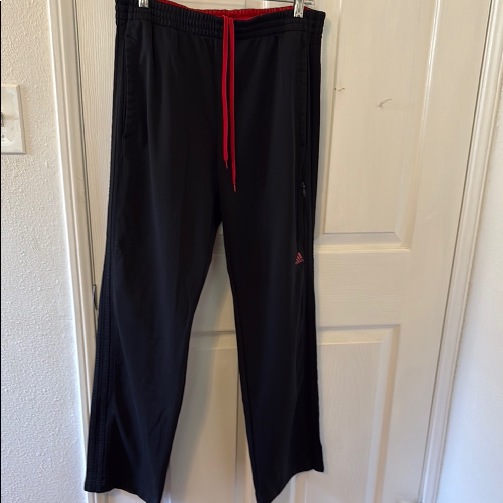 Adidas Black and Red Joggers with Elastic Waistband
